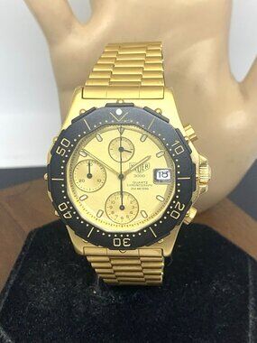 Heuer 3000 Pre Tag Men's Watch 237.406 Swiss Quartz Chronograph Gold Steel 38mm